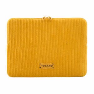 Tucano Velluto 2 neoprene sleeve with velvet exterior for 14-inch MacBook Pro and 13-inch laptops, yellow