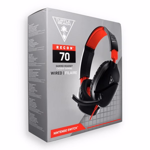 Punamustat langalliset Turtle Beach Recon 70N -kuulokkeet mikrofonilla ja 3,5 mm:n liittimellä