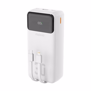 Dudao K15Max 30000mAh PD 22,5W varavirtalähde USB-C:n ja Lightning-kaapelien kanssa - valkoinen