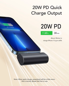 Ulkoinen akku Veger PlugOn (W0556P) PD QC3.0 3A 20W 5000 mAh sisäänrakennetulla Lightning-liittimellä musta