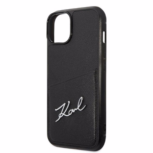 Karl Lagerfeld Signature Logo Cardslot suojakuori iPhone 14 Plus:lle - musta