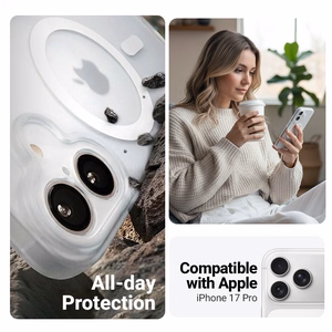 Crong Hybrid Matte Magnetic MagSafe suojakuori iPhone 17 Pro -laitteelle, valkoinen
