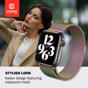 Crong Milano Steel stainless-steel strap for Apple Watch 38 / 40 / 41 / 42 mm, iridescent
