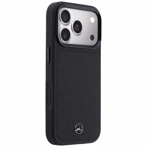 Mercedes Leather Mesh with Bow Line MagSafe -suojakuori iPhone 17 Pro Max -mallille, musta