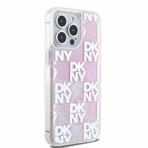 DKNY iPhone 15 Pro Max 6.7" Vaaleanpunainen Suojakuori Liquid Glitter Multilogo