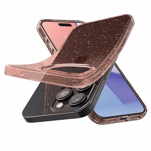 Spigen Liquid Crystal Glitter iPhone 15 Pro Max Suojakuori - Vaaleanpunainen/Kirkas