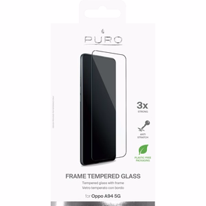 Puro Frame tempered-glass screen protector for OPPO A94 5G, black frame