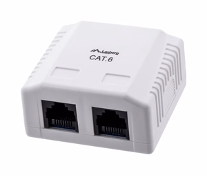 Lanberg OU6-0002-W – Cat.6-pintarasia, 2 RJ-45-porttia, valkoinen