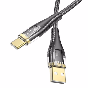 Hoco USB-A - USB-C -kaapeli 2,4A 1,2 m U121 - musta/läpinäkyvä