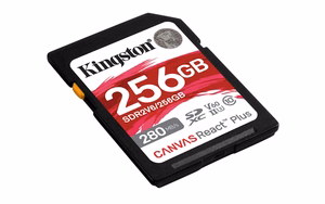 Kingston Technology 256GB Canvas React Plus SDXC UHS-II 280R/150W U3 V60 Full HD/4K -kuvaukseen
