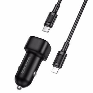 Borofone BZ34A Cloud -autolaturi - Type C - PD 20W ja Type C - Lightning -kaapeli, musta
