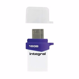 Integral Micro Fusion USB 3.0 OTG flash drive with USB-A and Micro-USB, 16 GB, white