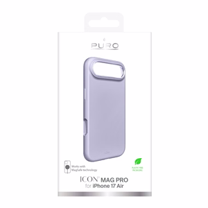 Puro Icon Mag Pro nestesilikoninen Suojakuori iPhone 17 Air:lle, MagSafe -yhteensopiva, kamerasuojauksella ja alumiinipainikkeilla - vaaleanpunainen