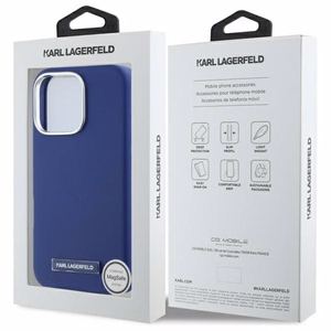 Karl Lagerfeld FW Metal Plate MagSafe Suojakuori iPhone 16 Pro:lle - sininen