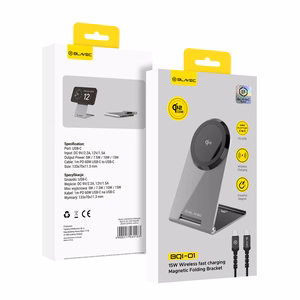 Blavec induktiivinen laturi BQI-01 Qi2 15W magneettinen Magsafe + Raptor kaapeli type C - type C (BQI01-QI2MS) hopeinen