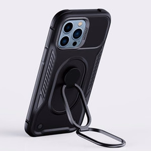 Joyroom Dual sarana tapauksessa iPhone 14 Pro panssaroitu kotelo jalusta ja rengas haltija musta