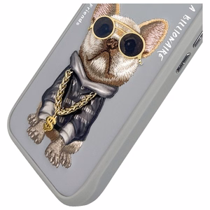Nimmy Glasses Cool Dog iPhone 16 Suojakuori - harmaa