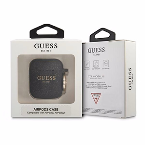 Guess GUA2SGGEK AirPods suojakuori musta/musta Silikoni Glitteri