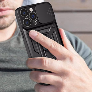 Hybrid Armor Camshield kotelo iPhone 13 Pro panssaroitu kotelo kamera suojus vaaleanpunainen