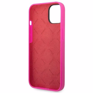 Guess Silicone Vintage Gold Logo -suojakuori iPhone 14:lle / 15 Plus:lle, fuksia