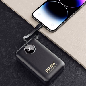 Dudao K14+ varavirtalähde 20000mAh 22.5W USB-C / USB-A / sisäänrakennetut Lightning- ja USB-C-kaapelit - musta