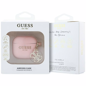 Guess AirPods 4 silikoninen 4G Charm suojakuori - vaaleanpunainen