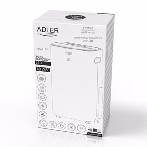 Adler 2-in-1 ilmankuivain ja ilmanpuhdistin AD 7863, teho 420 W, sopii enintään 140 m³ huoneisiin, vesisäiliön tilavuus 6.5 l, valkoinen