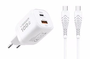 Puhelinlaturi VEGER USB A + Type C PD Super Charge PPS 100W + datakaapeli Type C C 240W TR150 valkoinen