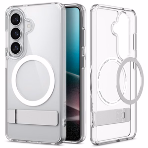 Spigen Ultra Hybrid S Mag MagSafe Suojakuori Samsung Galaxy S26:lle - läpinäkyvä ja valkoinen