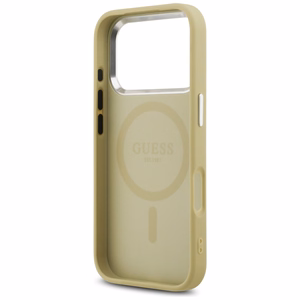 Guess Glitter Triangle Logo MagSafe -kuori iPhone 17 Pro kullanvärinen