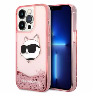 Karl Lagerfeld KLHCP14XLNCHCP iPhone 14 Pro Max 6.7" vaaleanpunainen/vaaleanpunainen kovakuori Glitter Choupette Head