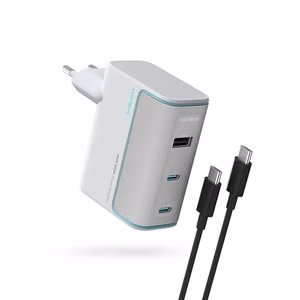 Cuktech AD1003EU 100W GaN 2x USB-C + USB-A seinälaturi kaapelilla - valkoinen
