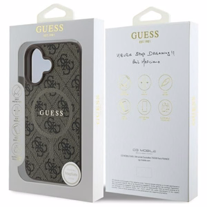 Guess 4G Ring Classic Logo MagSafe Suojakuori iPhone 16:lle - Ruskea