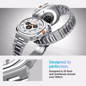 Spigen Modern Fit Band -metalliranneke Samsung Galaxy Watch Ultra 47 mm -kellolle, hopea