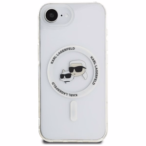 Karl Lagerfeld IML Metal Karl & Choupette Heads MagSafe Alkuperäinen Pussi iPhone 17e/16e:lle - Valkoinen