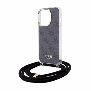 Guess GUHCP15LHC4SEK HC Crossbody Cord 4G Print -suojakuori iPhone 15 Pro 6,1:lle - musta