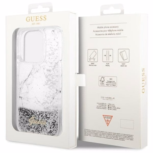 Guess GUHCP14LLCSGSGH iPhone 14 Pro 6.1" valkoinen/valkoinen hardcase Liquid Glitter Marble