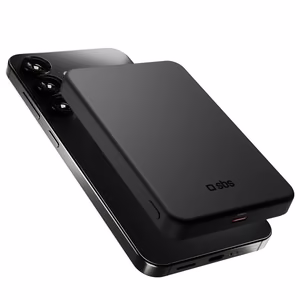 SBS Mag Power Qi2 5000 mAh Powerbank yhteensopiva MagSafen kanssa - musta
