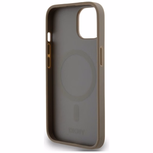 DKNY Nahkainen Painettu Kuvio Metallinen Logo MagSafe Suojakuori iPhone 15 / 14 / 13:lle - ruskea