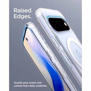 Spigen Ultra Hybrid Mag MagSafe -suojakuori Google Pixel 11 -mallille, läpinäkyvä / valkoinen
