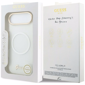 Guess IML Gradient Script Metal MagSafe Case for iPhone Air - White