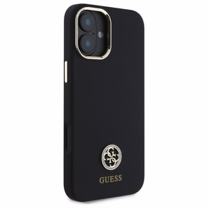 Guess Silikoninen Logo Strass 4G suojakuori iPhone 16:lle - musta