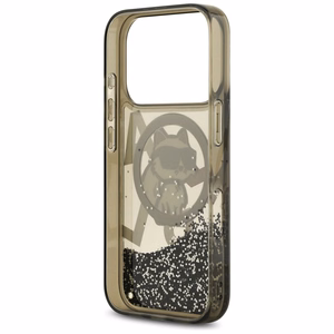 Karl Lagerfeld Liquid Glitter Choupette Logo MagSafe Suojakuori iPhone 17 Pro:lle - musta