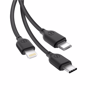 XO kaapeli NB103 3in1 USB - Lightning + USB-C + microUSB 1,0 m 2,1A, musta