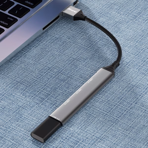 Dudao A16B 4-in-1 USB-keskitin, USB-A–4 × USB 3.0, harmaa