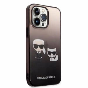 Karl Lagerfeld KLHCP14LTGKCK iPhone 14 Pro 6.1 "kovakotelo musta / musta Gradientti Ikonik Karl & Choupette