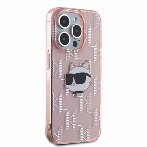 Karl Lagerfeld IML Choupette Head & Monogram suojakuori iPhone 15 Pro Max:lle - vaaleanpunainen