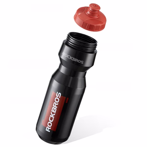 Rockbros 750 ml pyöräilypullo - läpinäkyvä musta punaisella suukappaleella