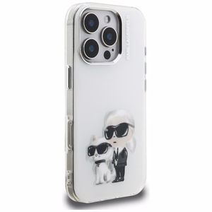 Karl Lagerfeld IML Aquarelle Karl & Choupette & Logo Suojakuori iPhone 16 Pro Maxille - Valkoinen