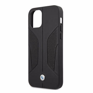 BMW Nahka rei'itetyt sivut Kotelo iPhone 12 Pro Max - musta